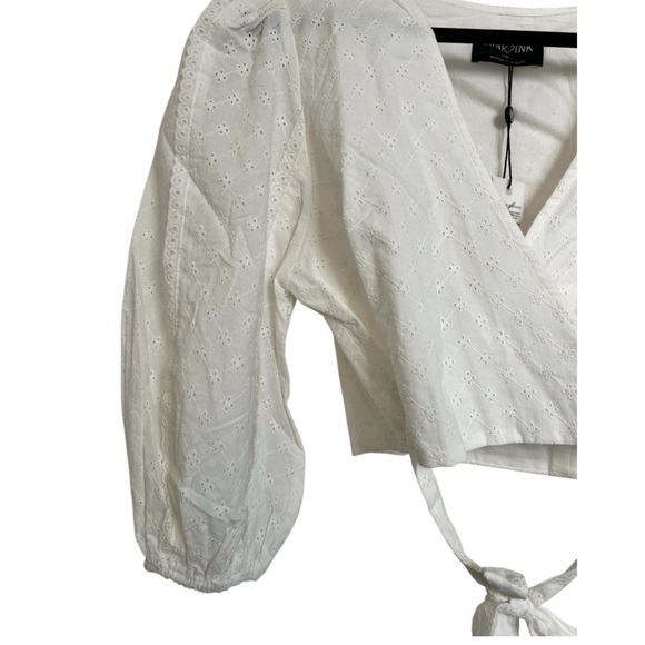 NWT-MINKPINK Lola Wrap Blouse in White Size Large - Picture 5 of 13
